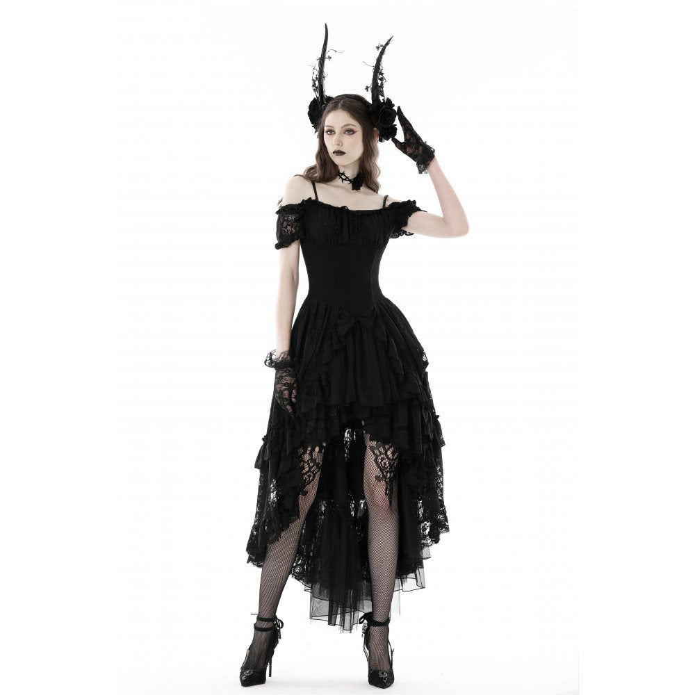Dark In Love Lilinoe Dress – Off Shoulder Lace Up Gothic Dress