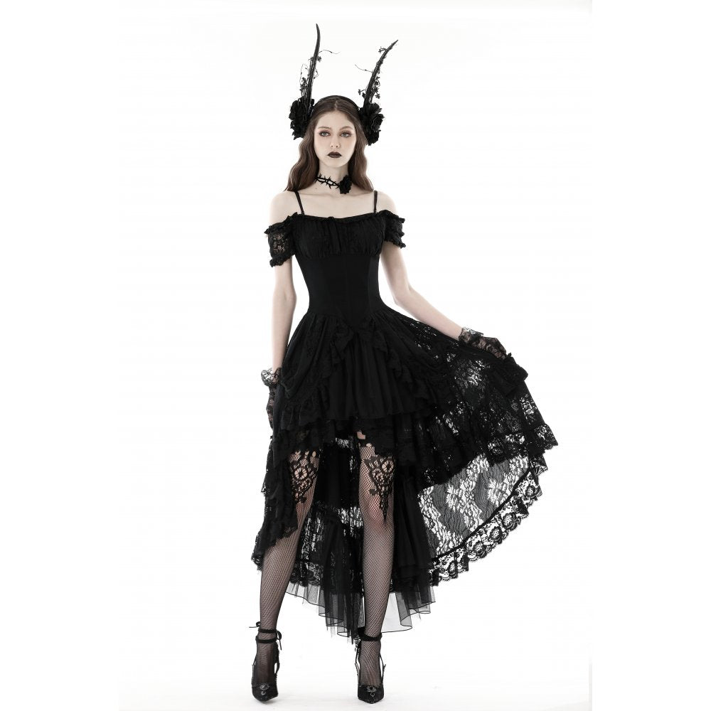 Dark In Love Lilinoe Dress – Off Shoulder Lace Up Gothic Dress