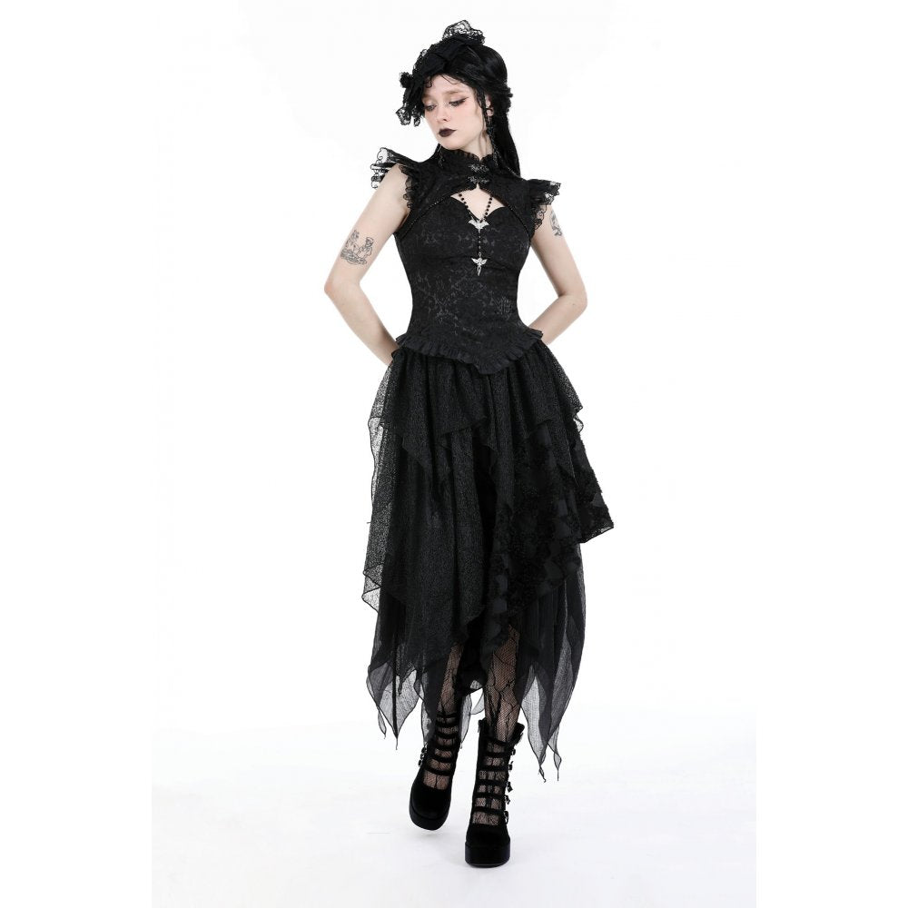 Dark In Love Lilita Top – Victorian Sleeveless Lace Trim Fitted Top