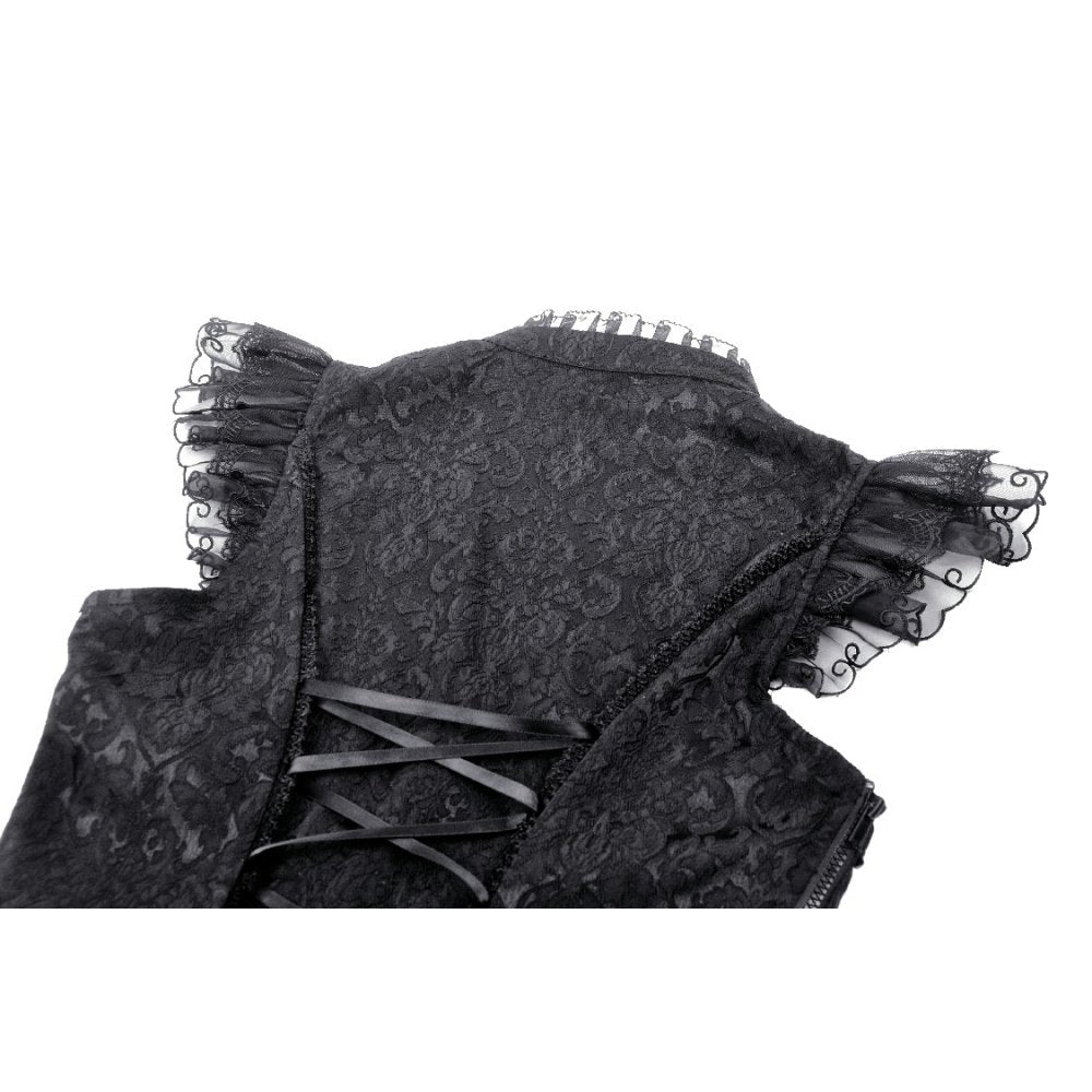 Dark In Love Lilita Top – Victorian Sleeveless Lace Trim Fitted Top