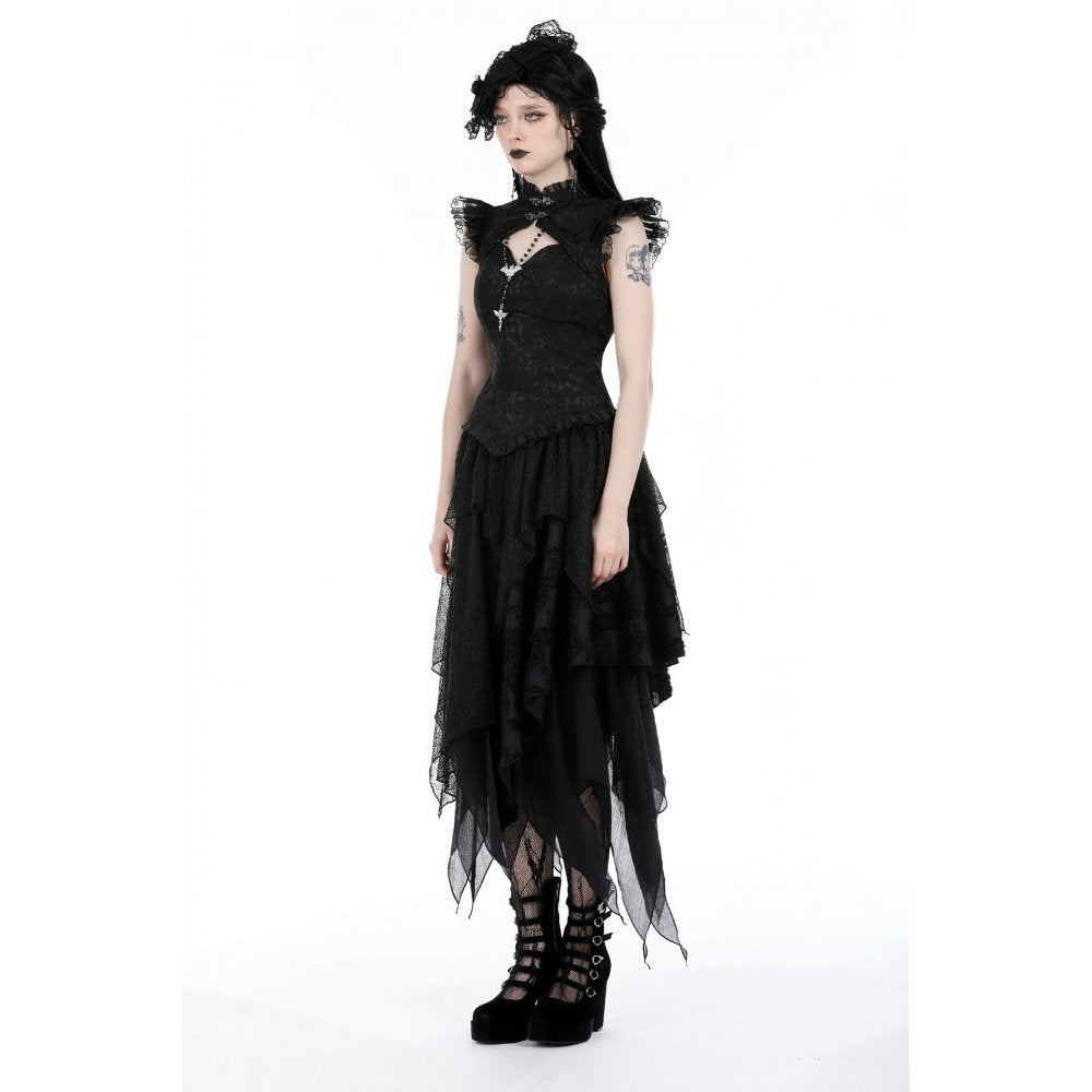 Dark In Love Lilita Top – Victorian Sleeveless Lace Trim Fitted Top