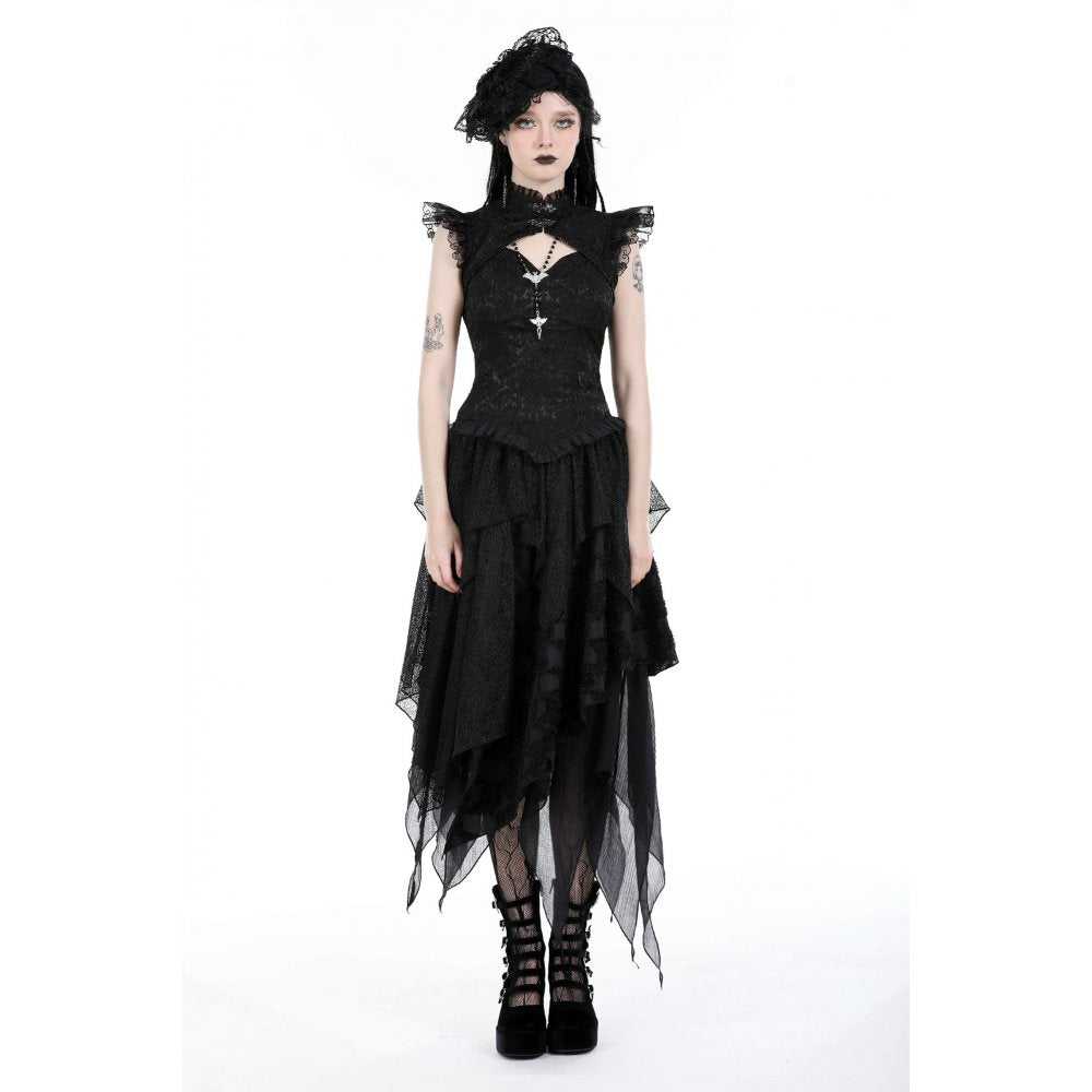 Dark In Love Lilita Top – Victorian Sleeveless Lace Trim Fitted Top