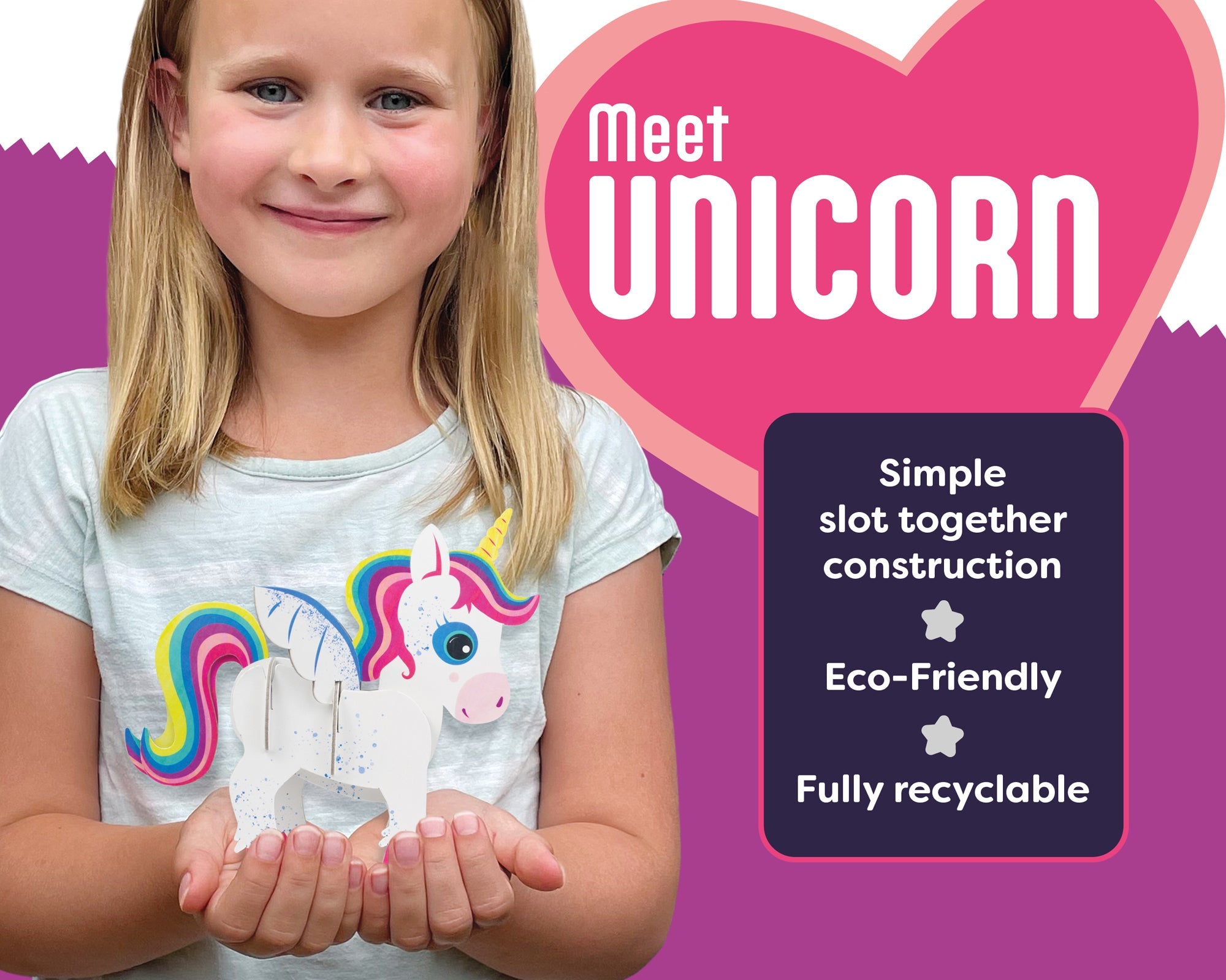 Build Your Own Unicorn Cardboard STEM Kit – Eco-Friendly Toy by Snaps