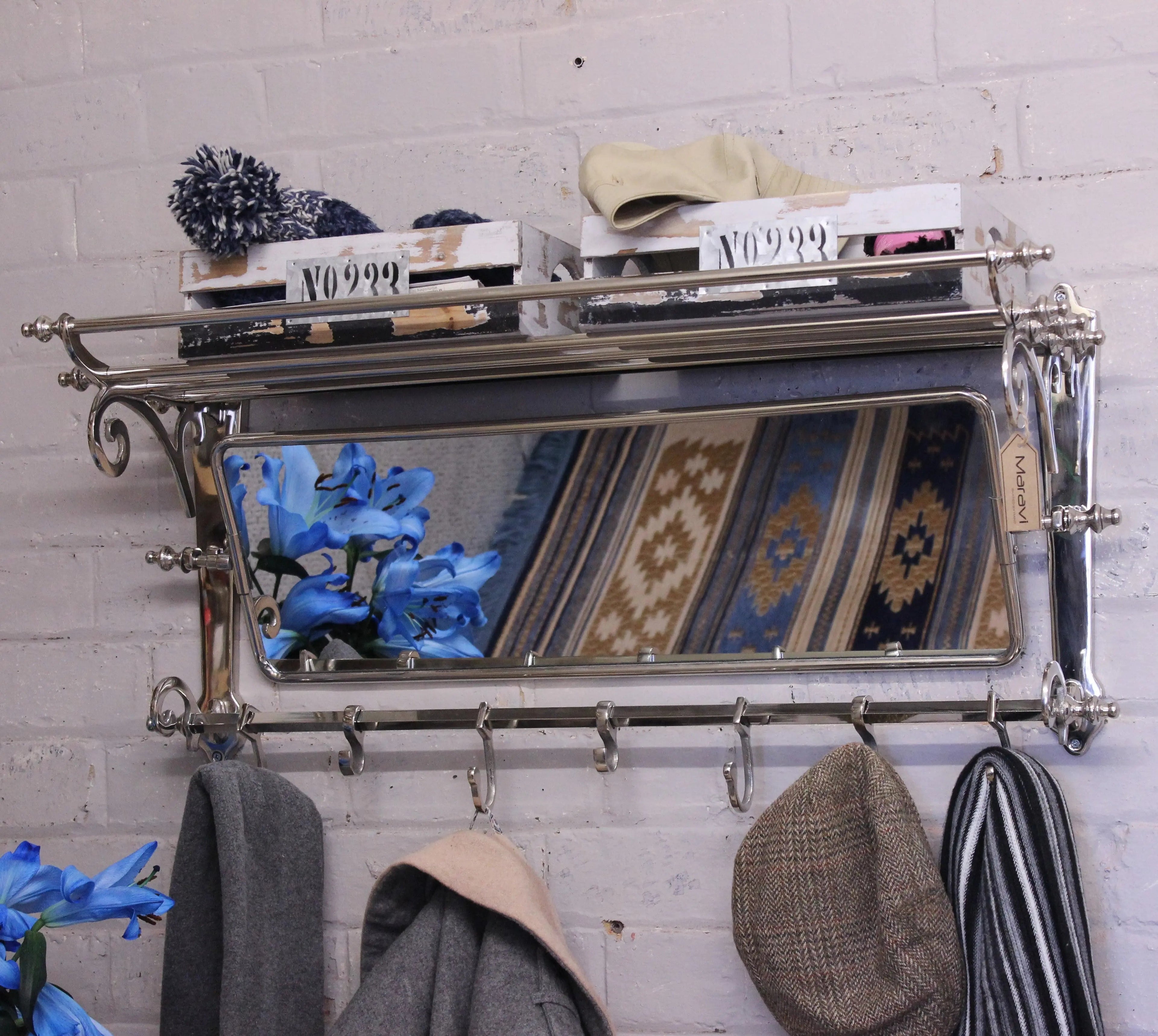 Lohit Train Antique Luggage Rack with Mirror