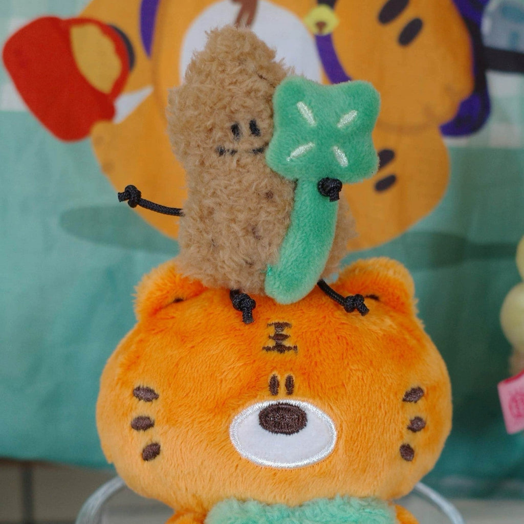 Tiger Peanut & Clover Bag Charm – Plush Keychain by Fickle Plan