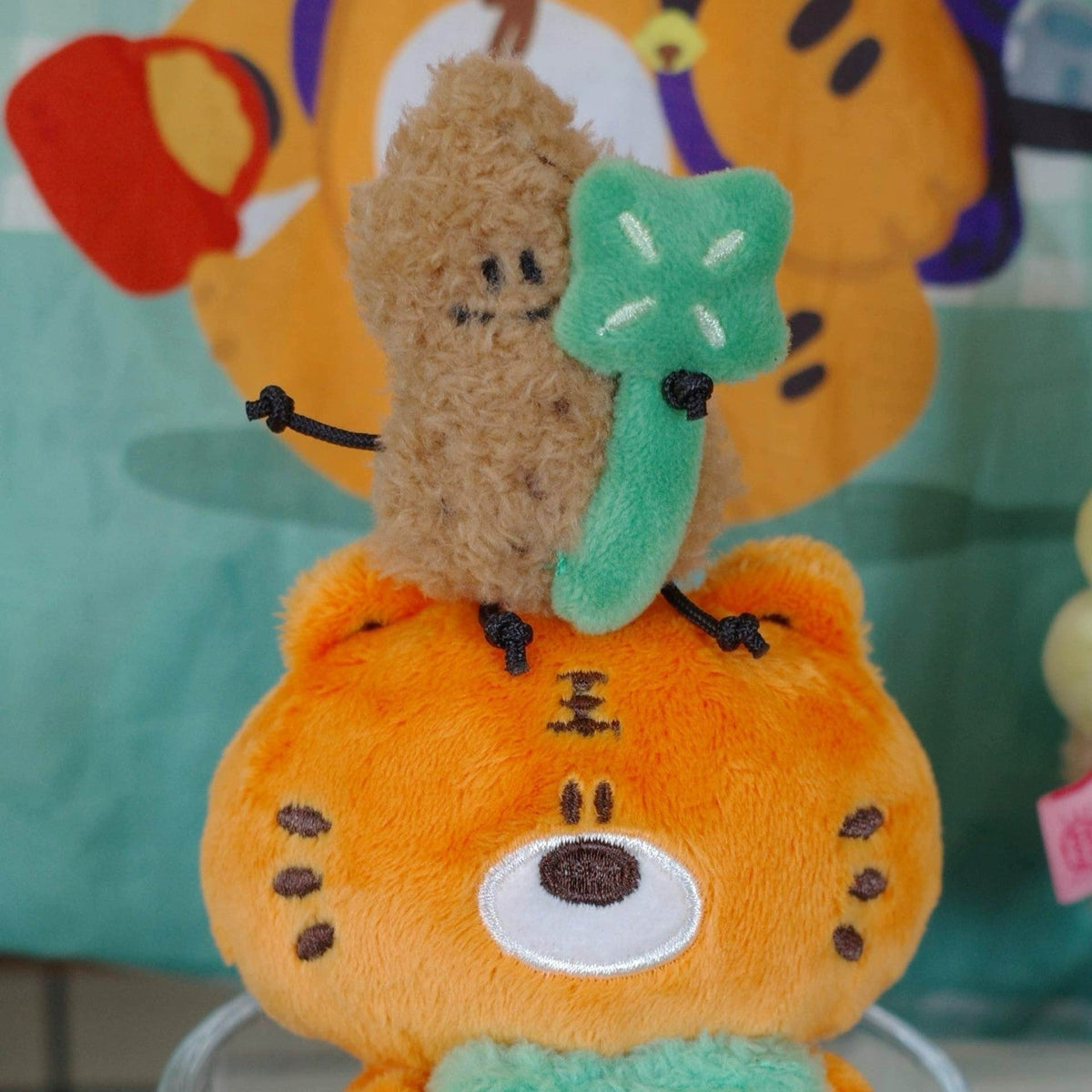 Tiger Peanut & Clover Bag Charm – Plush Keychain by Fickle Plan