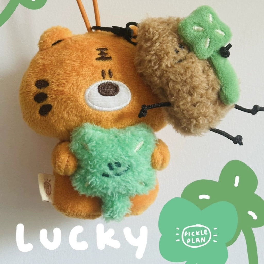 Tiger Peanut & Clover Bag Charm – Plush Keychain by Fickle Plan