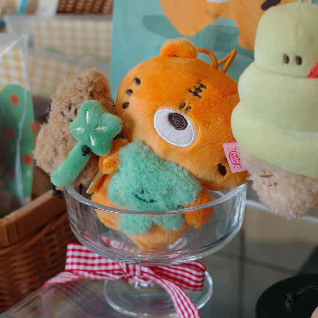 Tiger Peanut & Clover Bag Charm – Plush Keychain by Fickle Plan