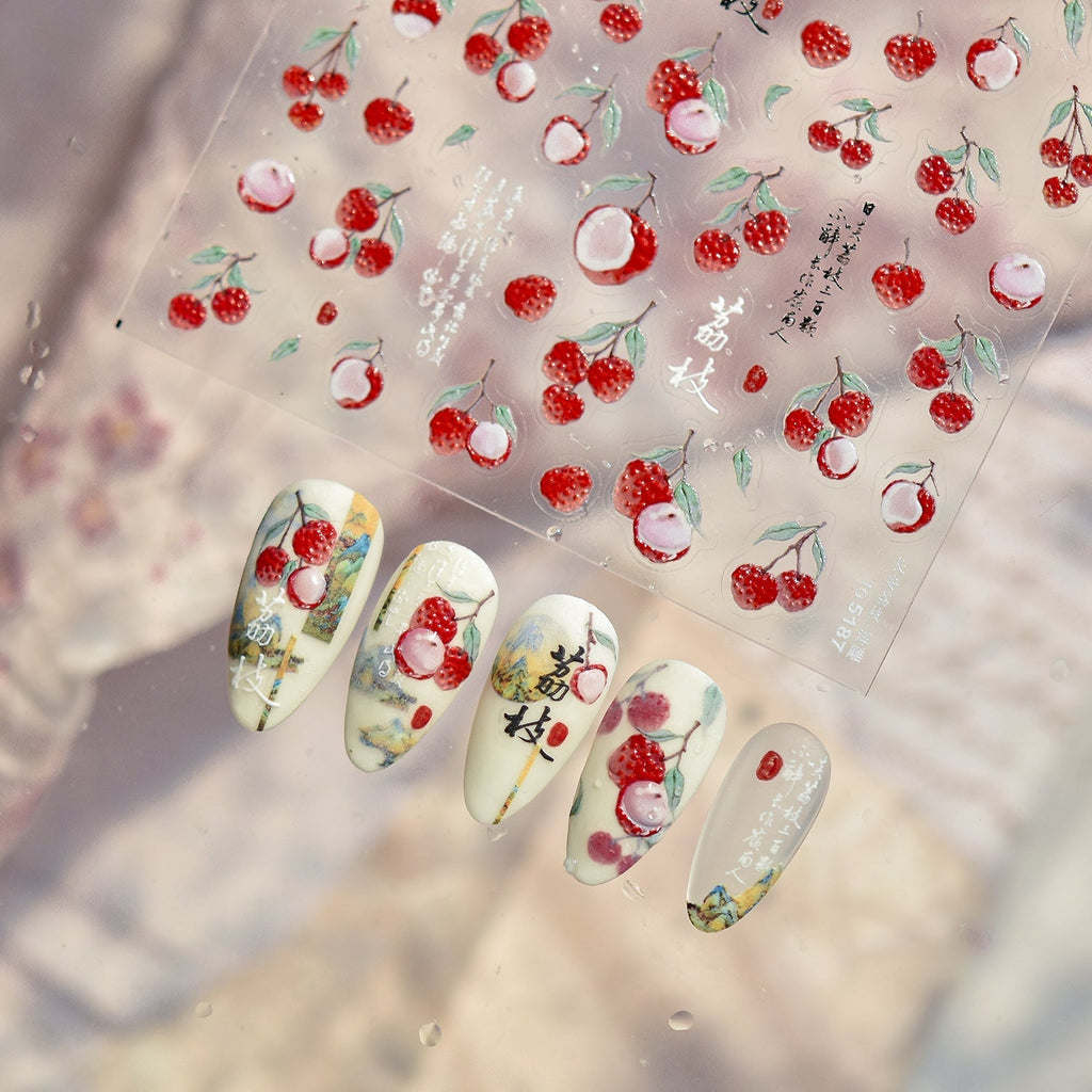 LuLuFun Studio Lychee Nail Deco Stickers – Ultra-Thin DIY Nail Art Decals