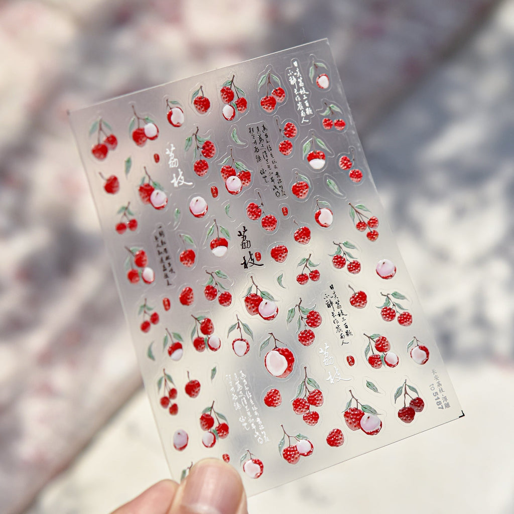 LuLuFun Studio Lychee Nail Deco Stickers – Ultra-Thin DIY Nail Art Decals