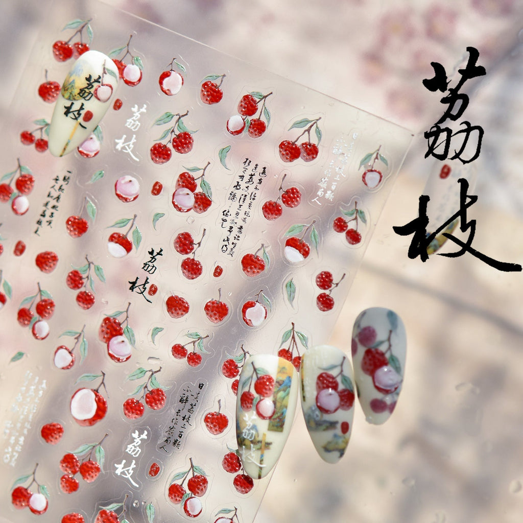 LuLuFun Studio Lychee Nail Deco Stickers – Ultra-Thin DIY Nail Art Decals