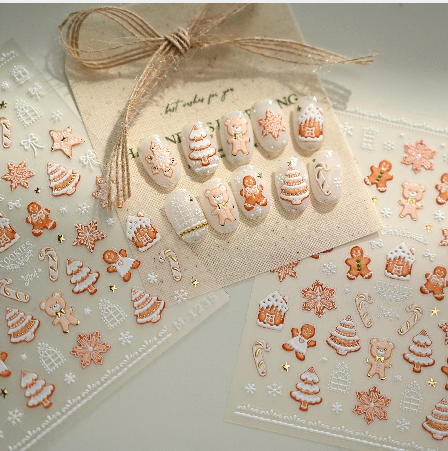 LuLuFun Studio Gingerbread Nail Deco Stickers – DIY Holiday Nail Art Decals