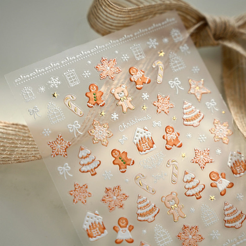 LuLuFun Studio Gingerbread Nail Deco Stickers – DIY Holiday Nail Art Decals
