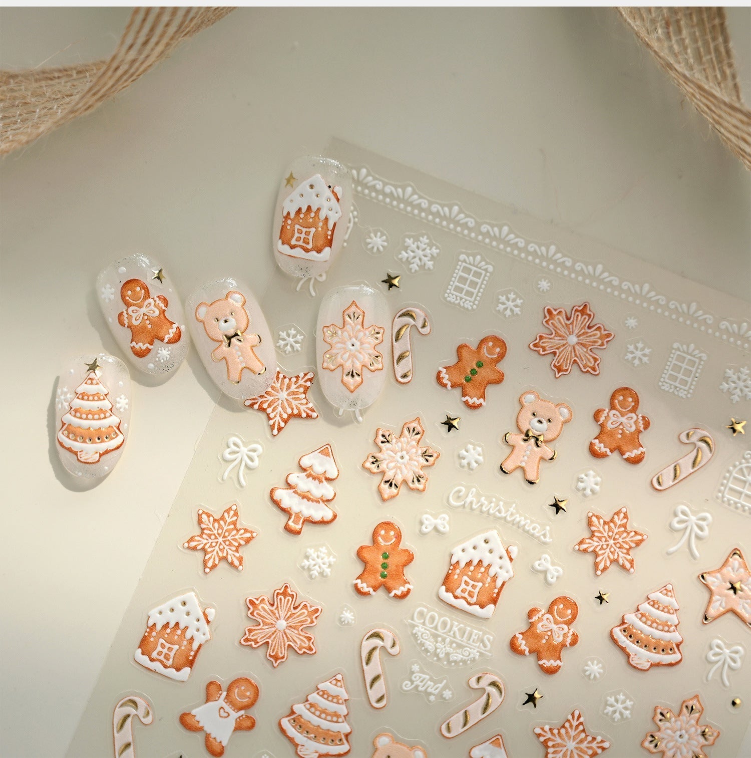 LuLuFun Studio Gingerbread Nail Deco Stickers – DIY Holiday Nail Art Decals