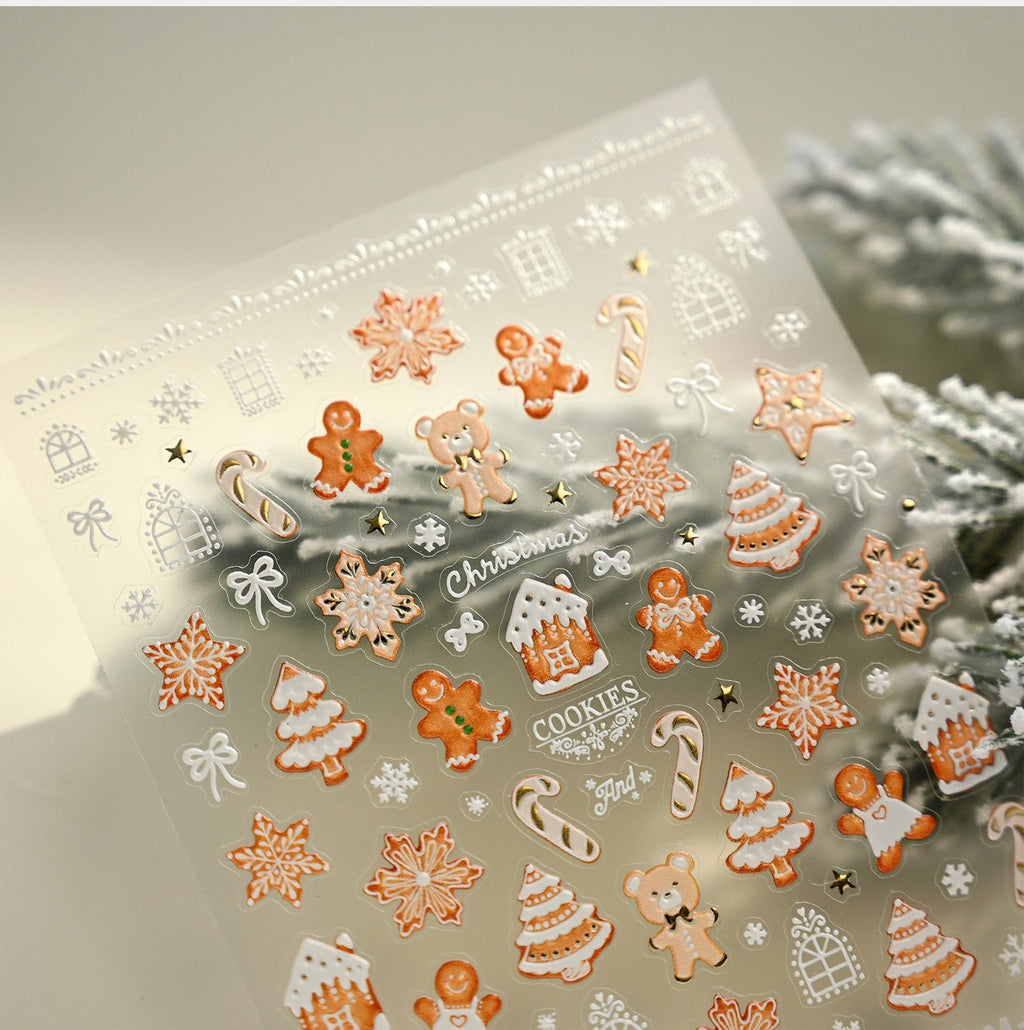 LuLuFun Studio Gingerbread Nail Deco Stickers – DIY Holiday Nail Art Decals