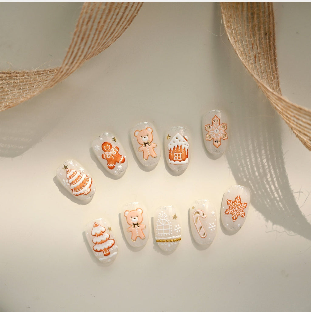 LuLuFun Studio Gingerbread Nail Deco Stickers – DIY Holiday Nail Art Decals