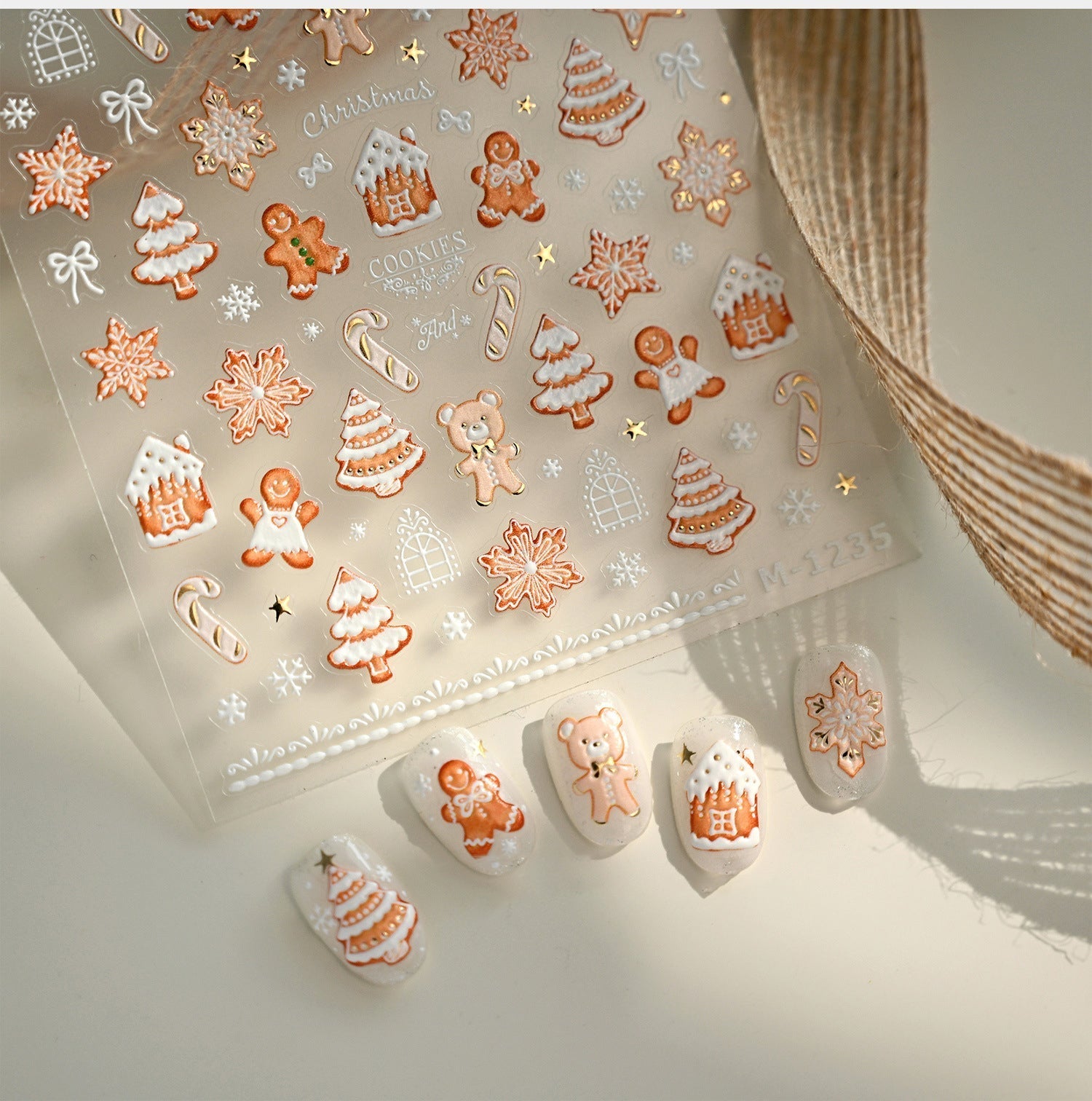 LuLuFun Studio Gingerbread Nail Deco Stickers – DIY Holiday Nail Art Decals