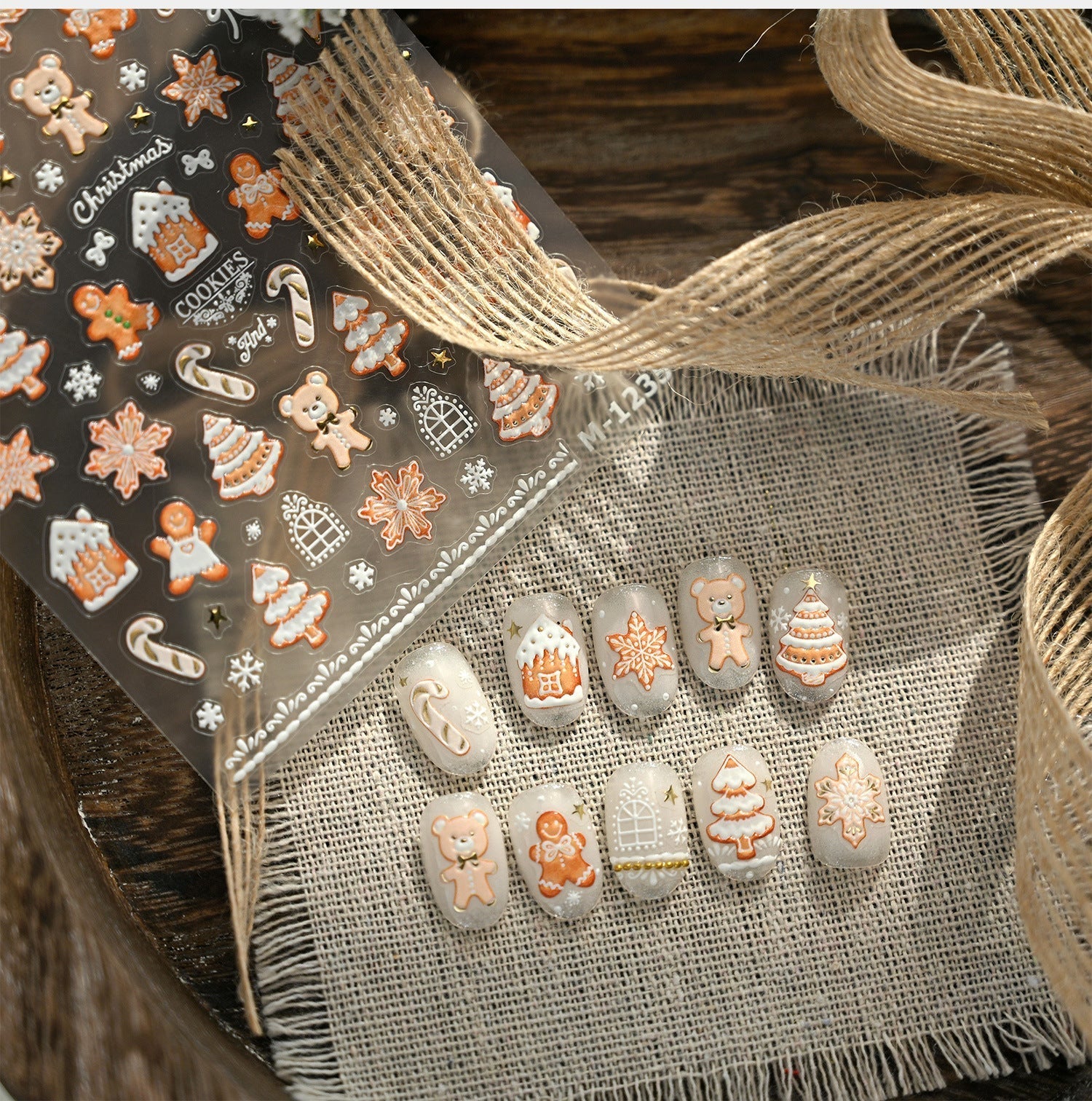 LuLuFun Studio Gingerbread Nail Deco Stickers – DIY Holiday Nail Art Decals
