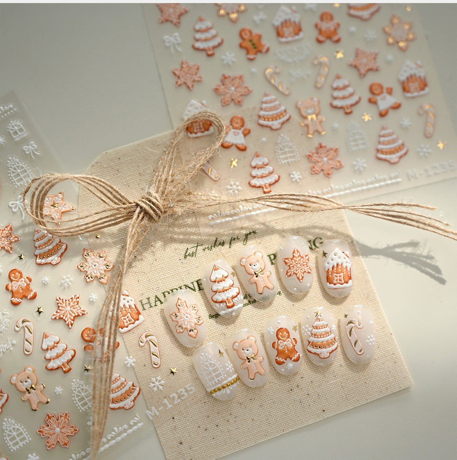 LuLuFun Studio Gingerbread Nail Deco Stickers – DIY Holiday Nail Art Decals