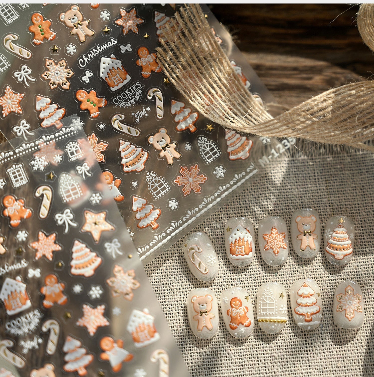 LuLuFun Studio Gingerbread Nail Deco Stickers – DIY Holiday Nail Art Decals