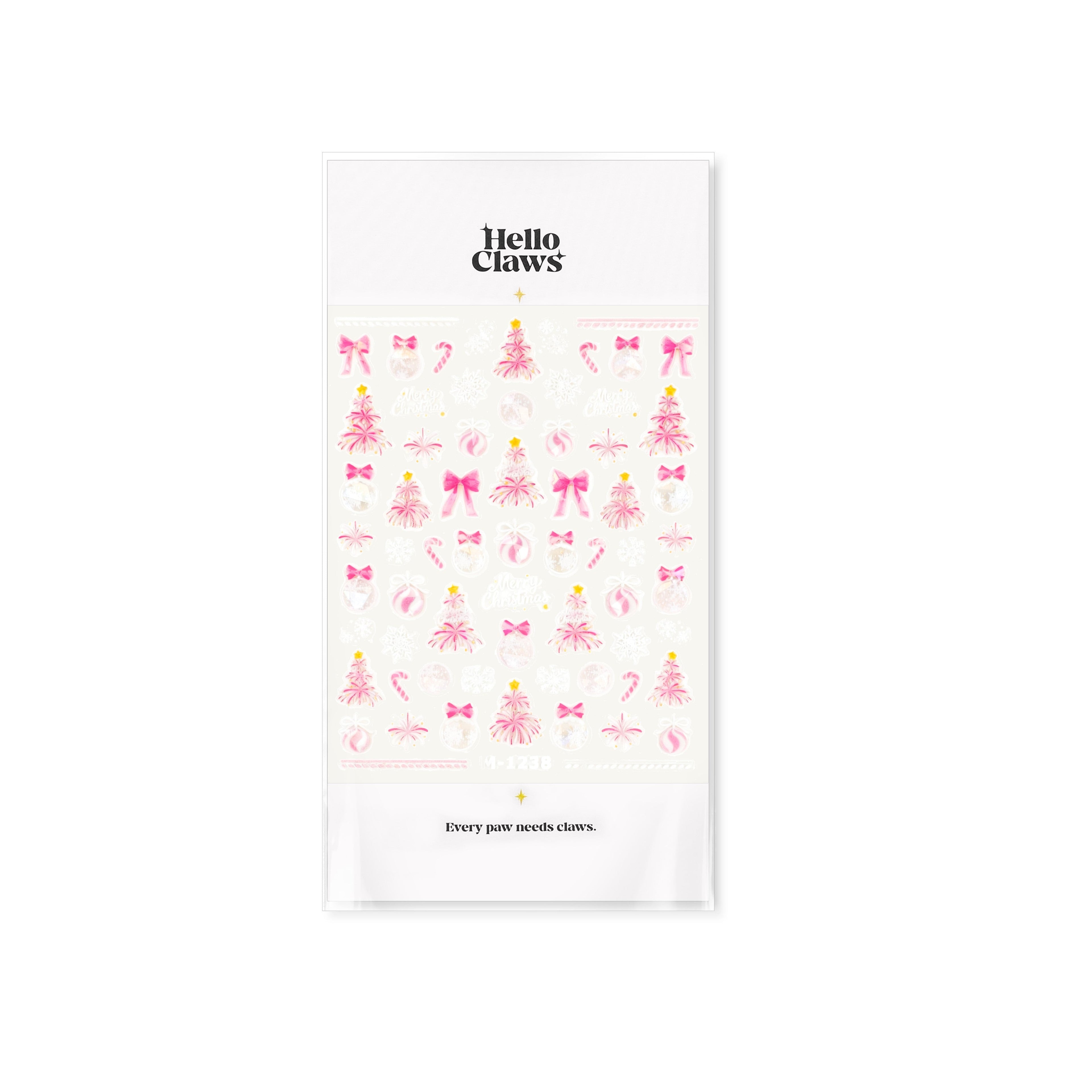 LuLuFun Studio Pink Christmas Nail Deco Stickers - Holiday Nail Art Decals