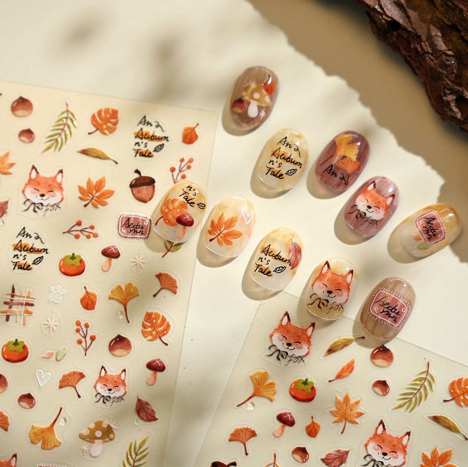 Autumn Fox Nail Deco Stickers | LuLuFun Studio Ultra-Thin Nail Art Decals