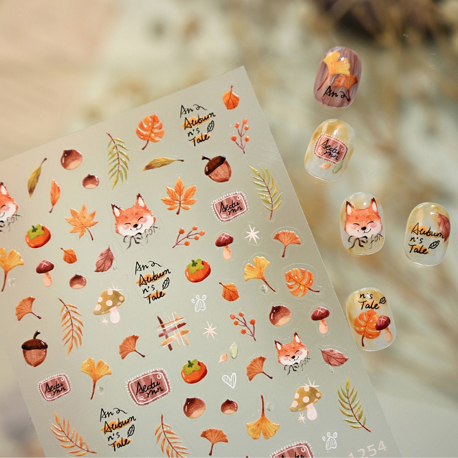 Autumn Fox Nail Deco Stickers | LuLuFun Studio Ultra-Thin Nail Art Decals