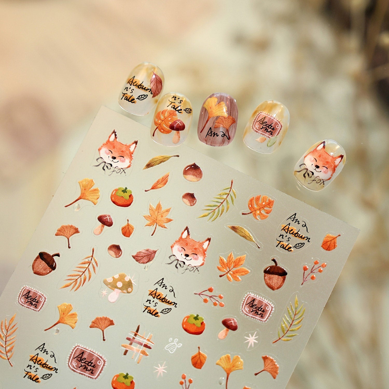 Autumn Fox Nail Deco Stickers | LuLuFun Studio Ultra-Thin Nail Art Decals