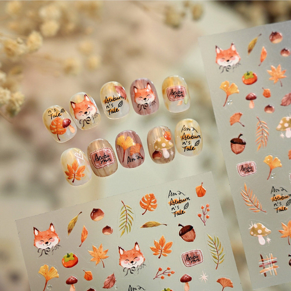 Autumn Fox Nail Deco Stickers | LuLuFun Studio Ultra-Thin Nail Art Decals