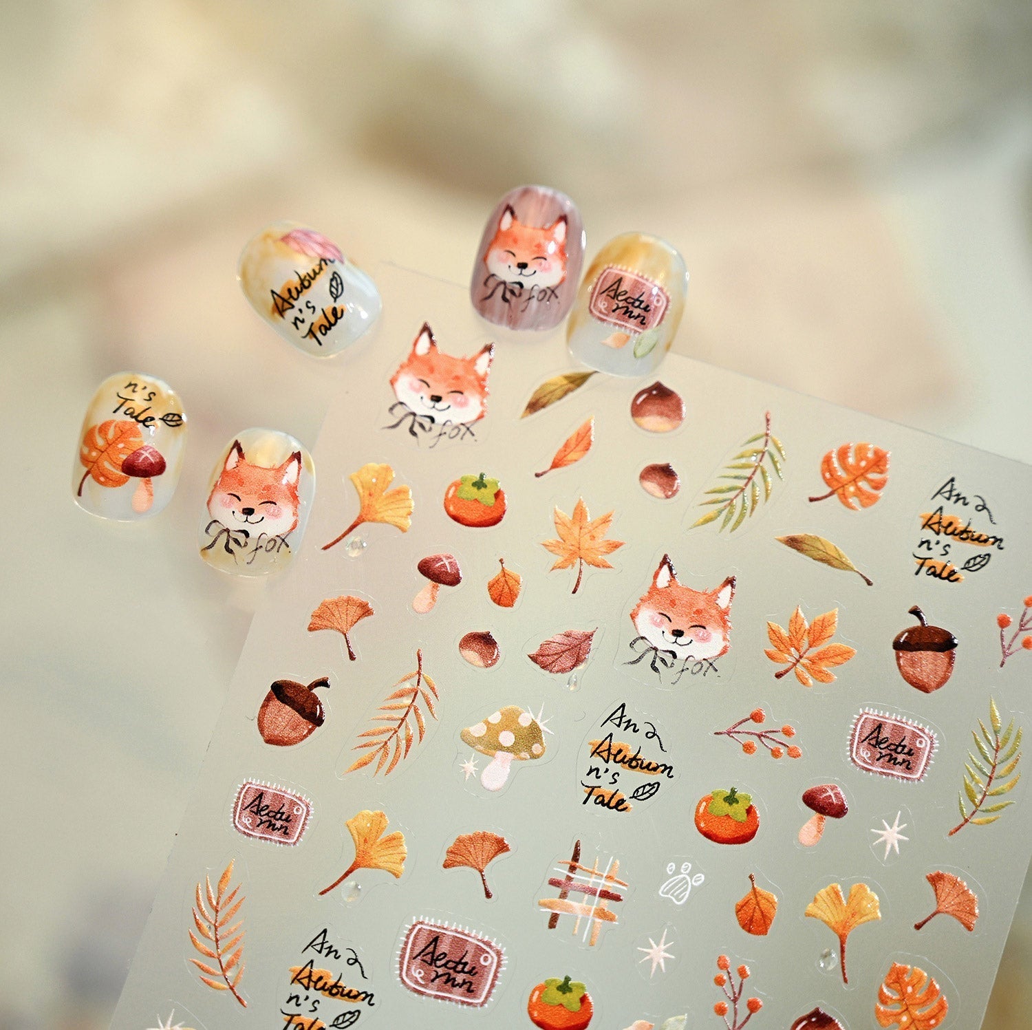 Autumn Fox Nail Deco Stickers | LuLuFun Studio Ultra-Thin Nail Art Decals