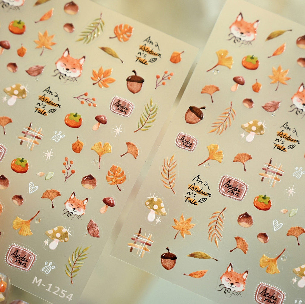 Autumn Fox Nail Deco Stickers | LuLuFun Studio Ultra-Thin Nail Art Decals