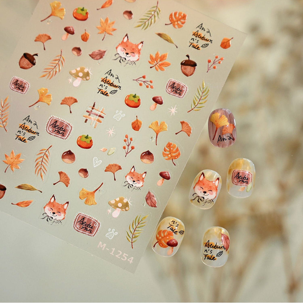 Autumn Fox Nail Deco Stickers | LuLuFun Studio Ultra-Thin Nail Art Decals