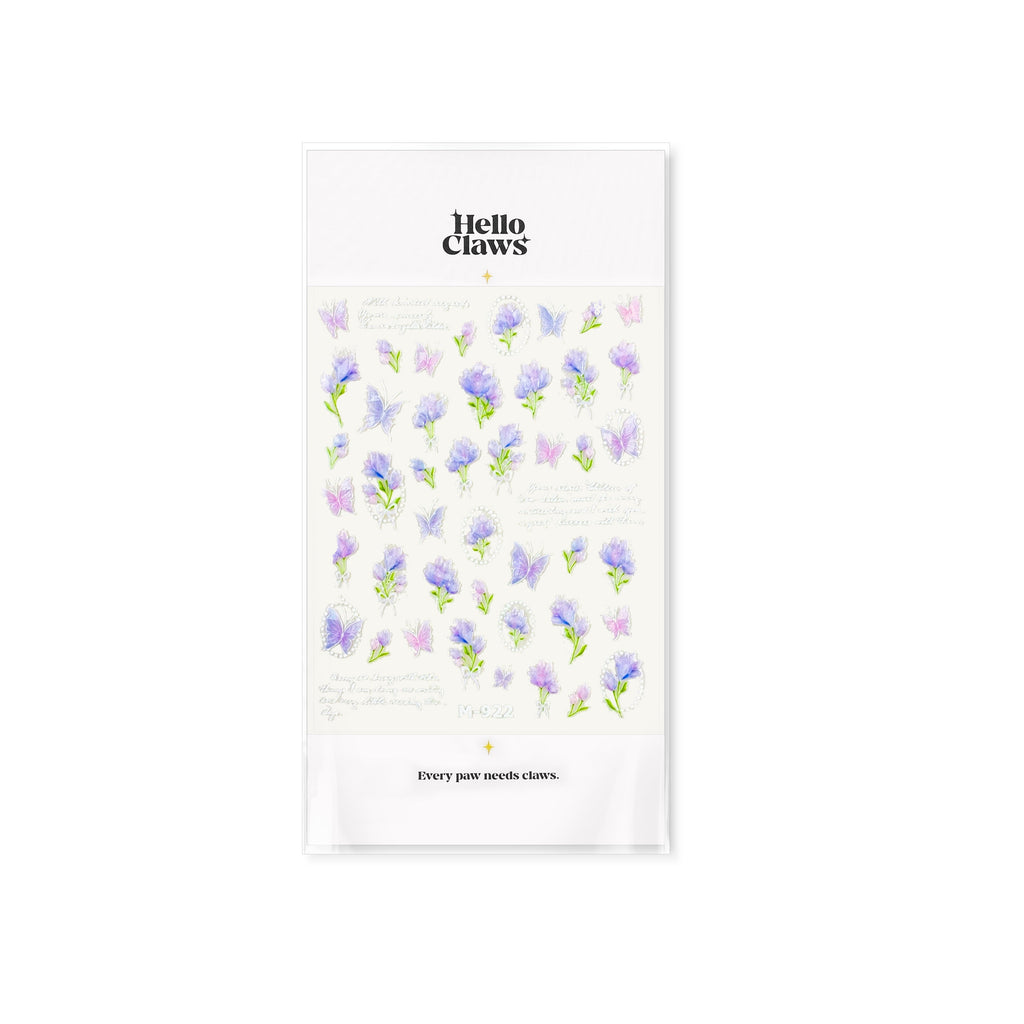 LuLuFun Studio Purple Flower and Butterfly Nail Art Deco Stickers