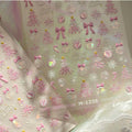 LuLuFun Studio Pink Christmas Nail Deco Stickers - Holiday Nail Art Decals