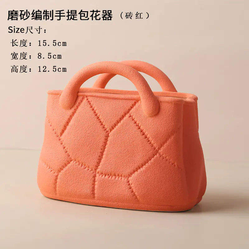 Ceramic Handbag Vase – Modern Morandi Style Tote Flower Pot