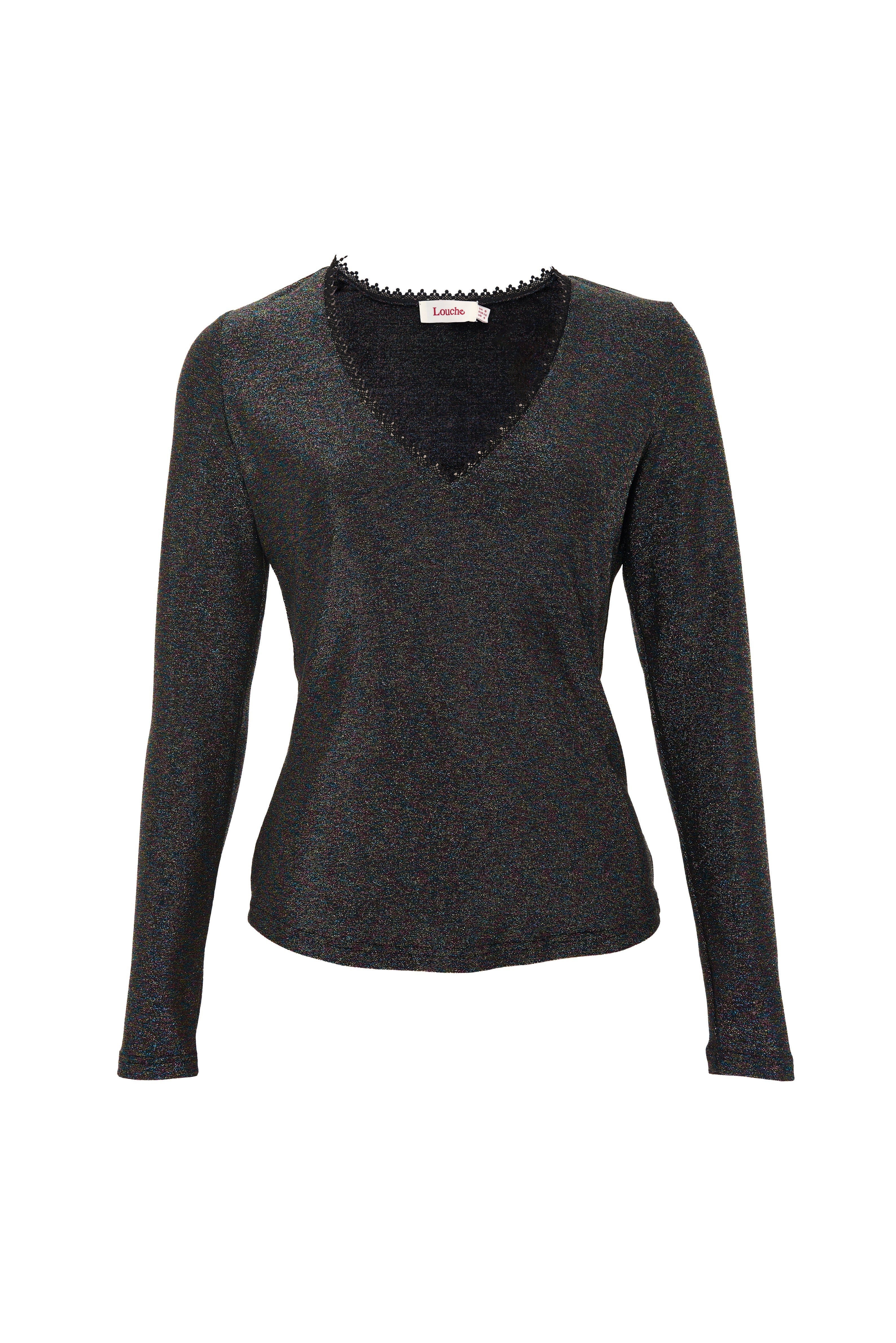 Maeko Sparkle V-Neck Top - Multi