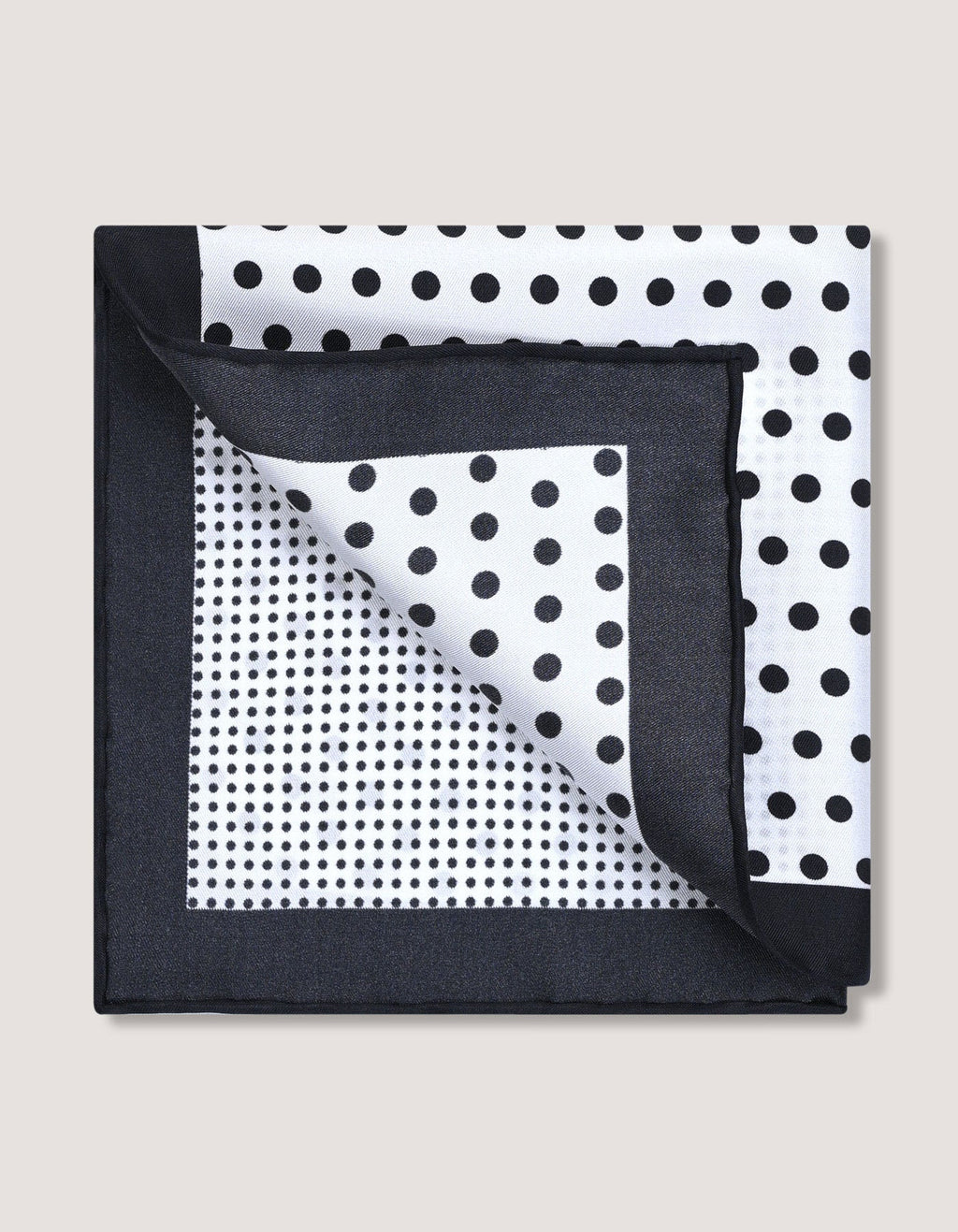 White and Black Dotted Silk Pocket Square