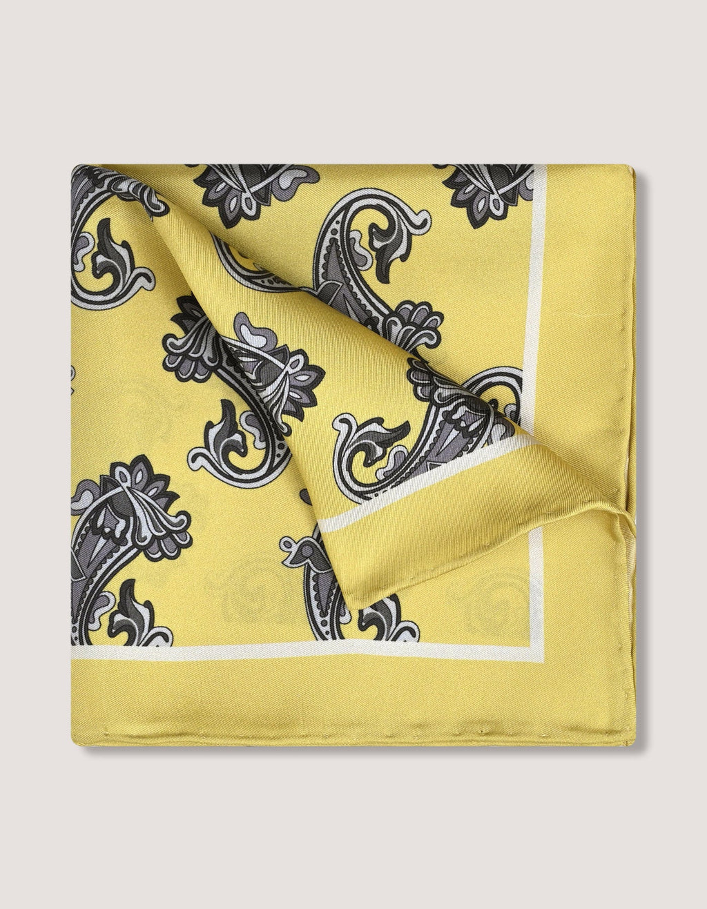 Yellow Paisley Silk Pocket Square