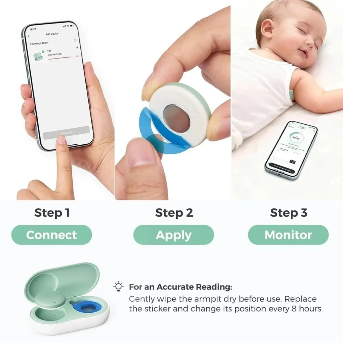Momcozy T31 Wearable Smart Baby Digital Thermometer - image 11