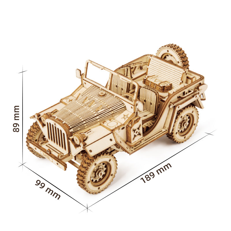 ROKR Army Jeep 3D Wooden Puzzle – 1:18 Scale DIY Model Car Kit