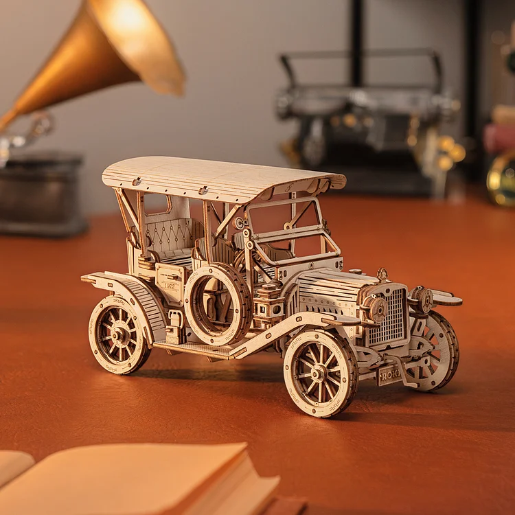 Robotime-ROKR Vintage Car 3D Wooden Puzzle - DIY Mechanical Model Kit