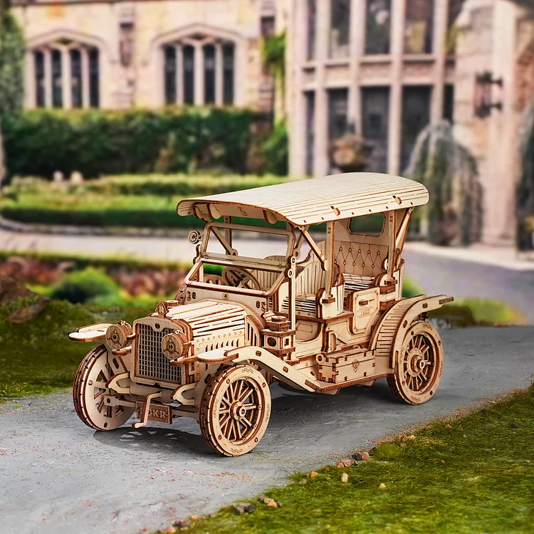 Robotime-ROKR Vintage Car 3D Wooden Puzzle - DIY Mechanical Model Kit