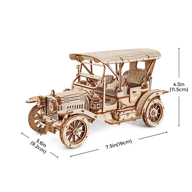 Robotime-ROKR Vintage Car 3D Wooden Puzzle - DIY Mechanical Model Kit