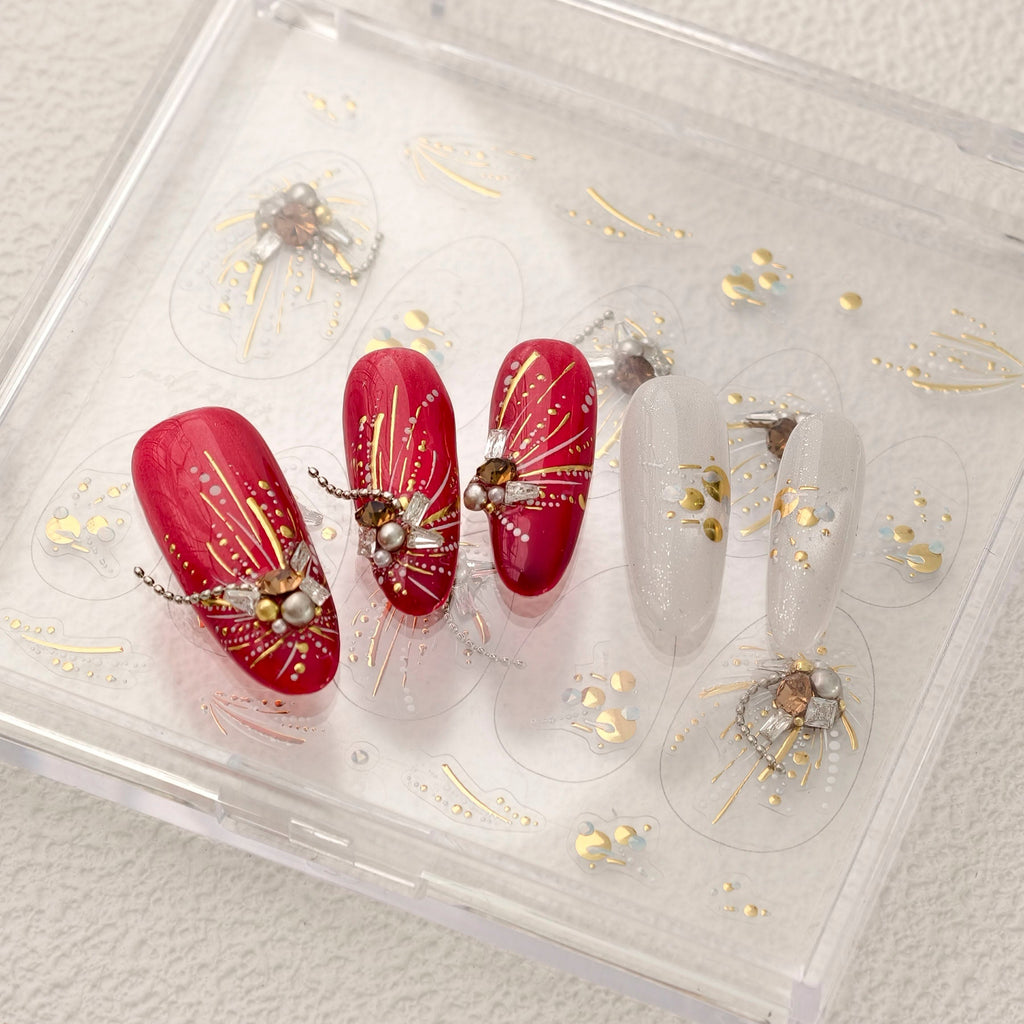 LuLuFun Studio Gold Firework Nail Deco Stickers - Ultra-Thin Nail Art