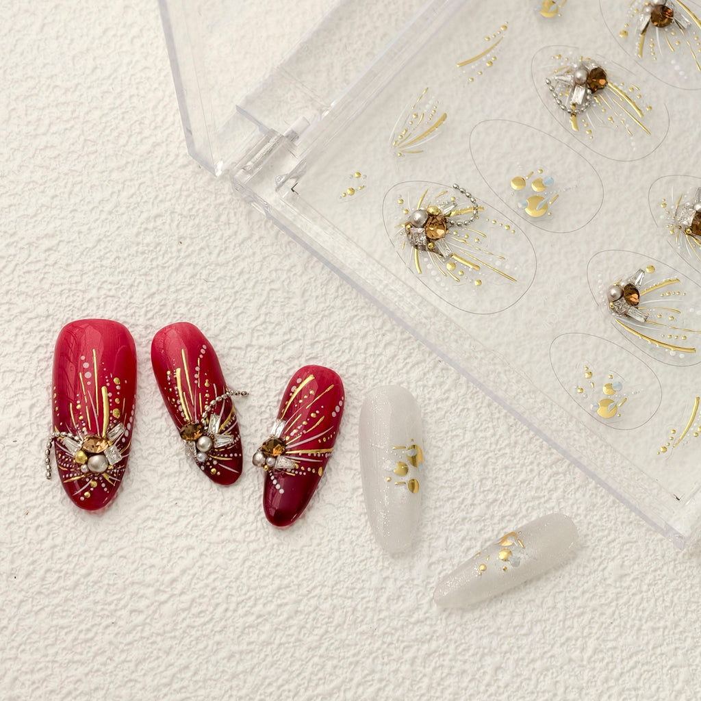 LuLuFun Studio Gold Firework Nail Deco Stickers - Ultra-Thin Nail Art