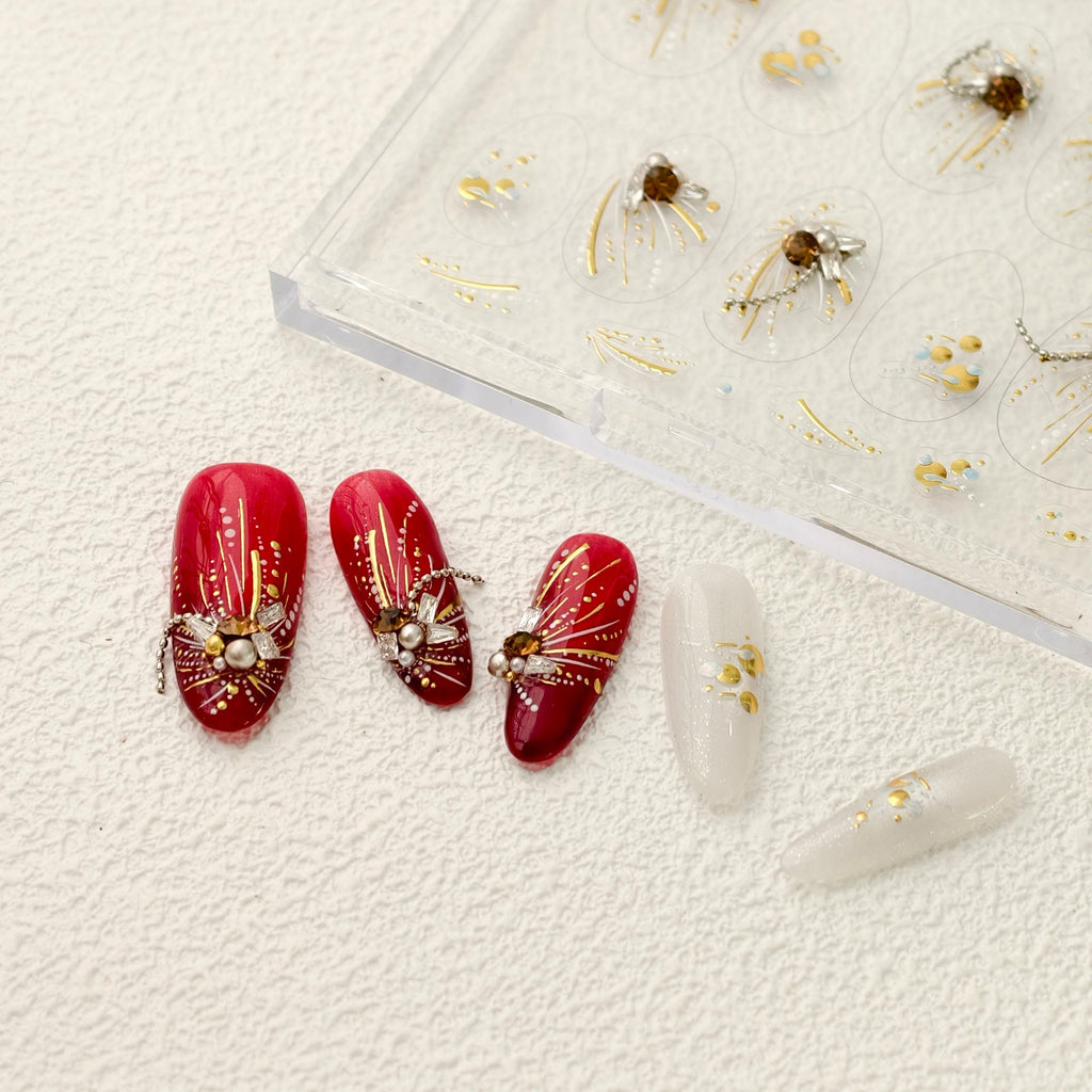LuLuFun Studio Gold Firework Nail Deco Stickers - Ultra-Thin Nail Art