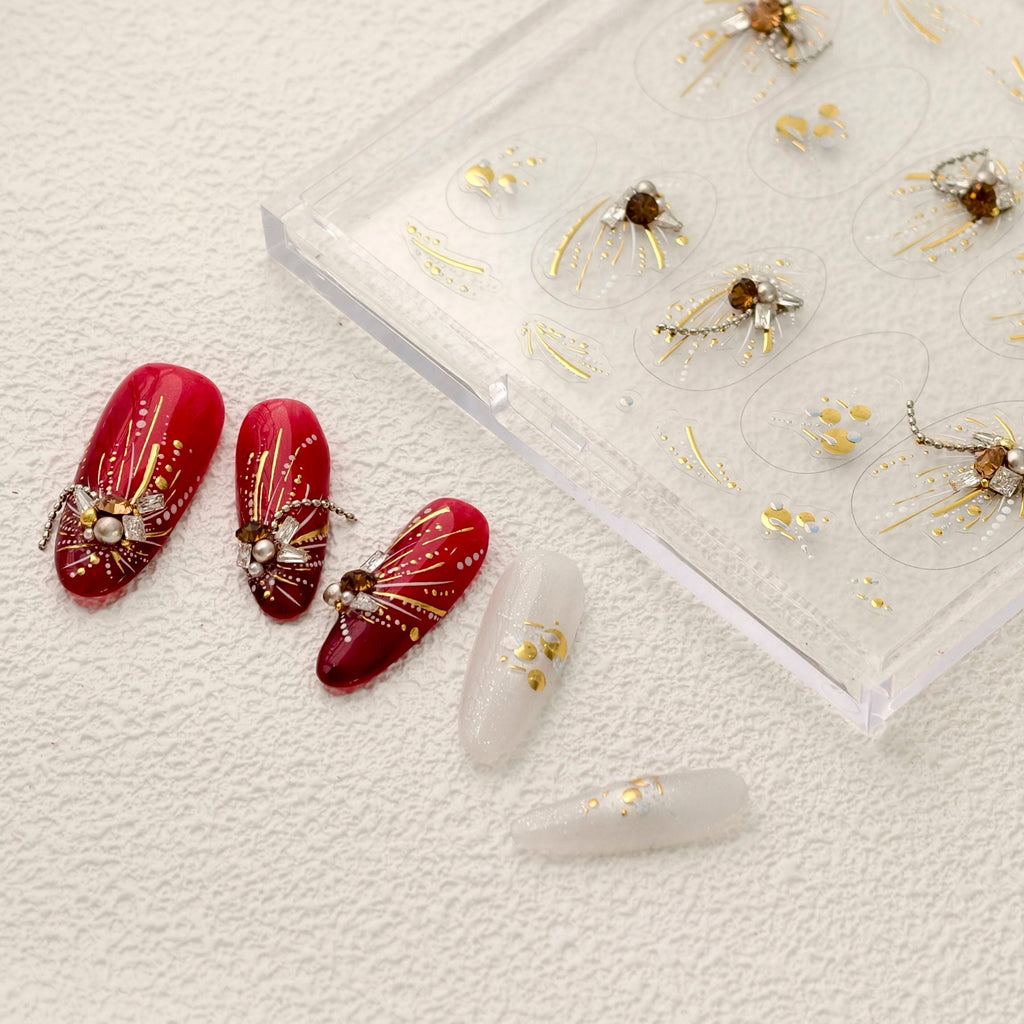 LuLuFun Studio Gold Firework Nail Deco Stickers - Ultra-Thin Nail Art
