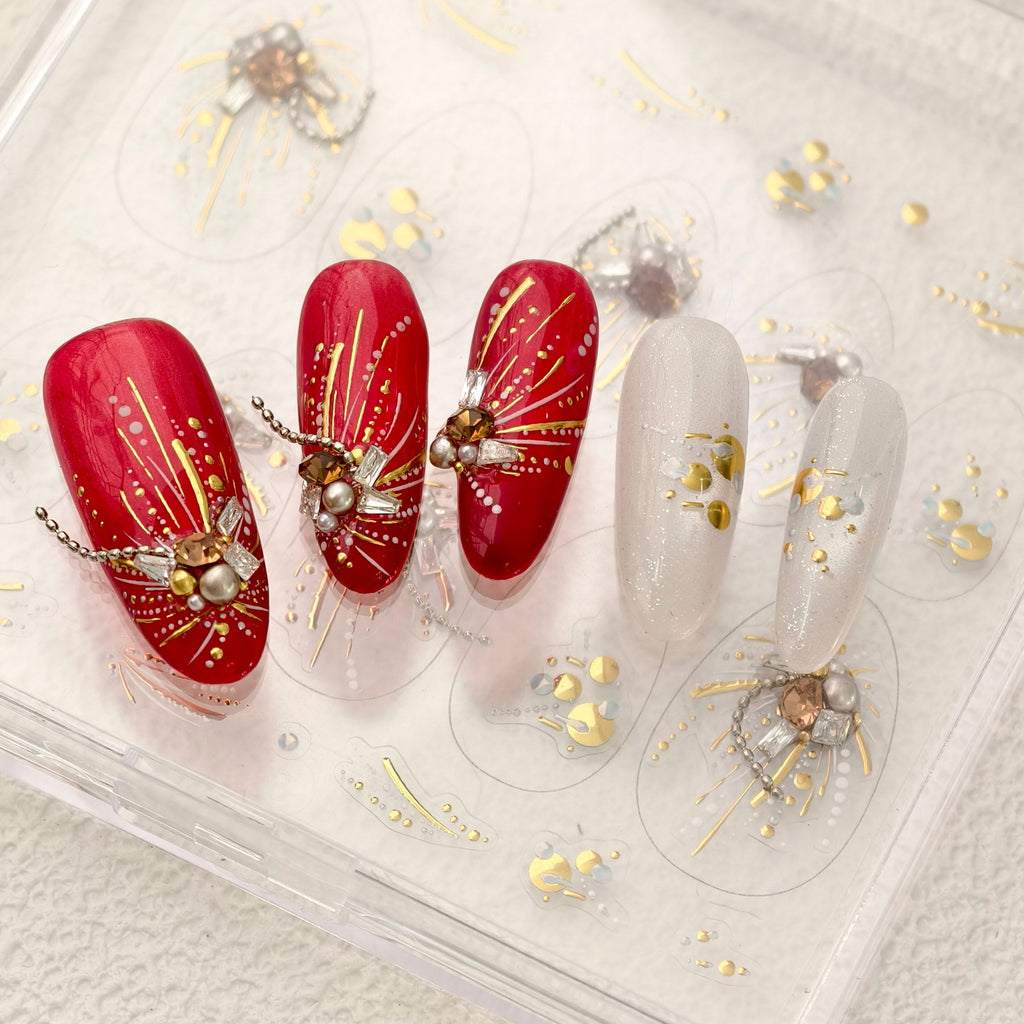 LuLuFun Studio Gold Firework Nail Deco Stickers - Ultra-Thin Nail Art