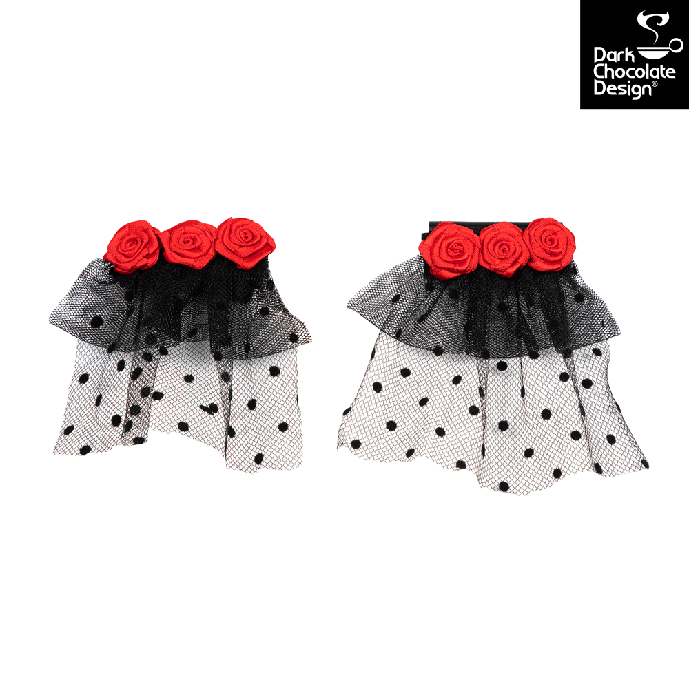 Chocolaticas Melancholy Gothic Rose & Lace Black Vegan Mid Heels