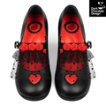 Chocolaticas Melancholy Gothic Rose & Lace Black Vegan Mid Heels